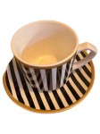Vorschaubild 2 von Tasse mit Untertasse Mehrfarbig Keramik Gestreift Modern Alltag 2 Teile