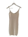 Vorschaubild 4 von Strickkleid Damen Gr. 34/XS Beige Lochmuster Trägerkleid