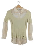 Vorschaubild 1 von Hemdbluse Damen Gr. 46/3XL Beige Seide Baumwolle Uni Romantisch