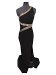 Vorschaubild 2 von Abendkleid Damen Schwarz Gr. 40/L Polyester Uni Glamourös Ärmellos Maxikleid