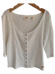 Vorschaubild 2 von Damen Langarmshirt Rippstrick Weiß Gr. M 38 Freizeit Casual