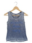 Vorschaubild 1 von Top Damen Gr. 36/S Blau Baumwolle Schriftzug Casual Ärmellos