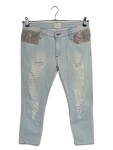 Vorschaubild 1 von Ripped Jeans Damen Blau Gr. W29/38/M Baumwolle Uni Glamourös Knopf 61 cm L24