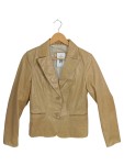 Vorschaubild 1 von Lederjacke Damen Gr. 36/S Beige Uni Klassisch Langarm Alltag Knopf