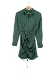 Vorschaubild 1 von Blusenkleid Damen Gr. 34/XS Grün Polyester Uni Elegant Party Herbst/Winter