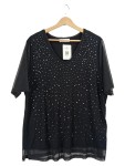 Vorschaubild 1 von Damen Top Gr. 48 Schwarz Strassbesatz Mesh Glamourös