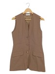 Vorschaubild 1 von Leichte Weste Damen Gr. 38/M Beige Viskose Uni Klassisch Ärmellos Knopf