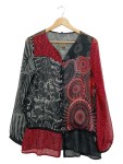 Vorschaubild 1 von Bluse Damen Gr. 38/M Mehrfarbig Polyester Abstrakt Bohemian Langarm