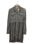 Vorschaubild 1 von Hemdbluse Damen Gr. 40/L Grau Viskose Strukturmuster Bohemian