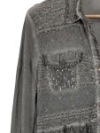 Vorschaubild 2 von Hemdbluse Damen Gr. 40/L Grau Viskose Strukturmuster Bohemian