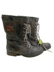 Vorschaubild 1 von Stiefel Damen Gr. 38 Grau Leder Schnürung 2 cm Urban Freizeit Uni