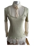 Vorschaubild 4 von Hemdbluse Damen Gr. 46/3XL Beige Seide Baumwolle Uni Romantisch