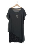 Vorschaubild 1 von Cocktailkleid Damen Gr. 40/L Schwarz Viskose Uni Elegant Kurzarm