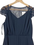 Vorschaubild 2 von Festliches Kleid Damen Blau Gr. 38/M Polyester Uni Elegant Kurzarm