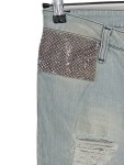 Vorschaubild 3 von Ripped Jeans Damen Blau Gr. W29/38/M Baumwolle Uni Glamourös Knopf 61 cm L24