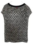 Vorschaubild 2 von Top Damen Gr. 38/M Grau Baumwolle Meliert Modern Kurzarm Freizeit