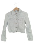 Vorschaubild 1 von Jeansjacke Damen Weiß Gr. 36/S Baumwolle Uni Casual Langarm Freizeit