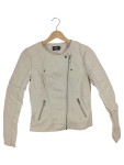 Vorschaubild 1 von Lederjacke Damen Gr. 34/XS Beige Polyurethan Uni Urban Langarm Freizeit