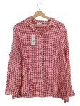 Vorschaubild 1 von Bluse Damen Gr. 44 Rot Viskose Geometrisch Klassisch Langarm Knopf