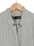 Vorschaubild 2 von Übergangsjacke Damen Gr. 34/XS Grau Polyester Baumwolle Fischgrätenmuster