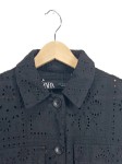 Vorschaubild 2 von Strickjacke Damen Schwarz Gr. 34/XS Baumwolle Lochmuster Feminin Langarm