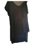 Vorschaubild 4 von Cocktailkleid Damen Gr. 40/L Schwarz Viskose Uni Elegant Kurzarm
