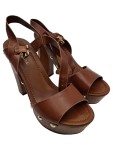 Vorschaubild 1 von Damen Plateausandalen Braun Nieten Schnalle Freizeit Gr. 41