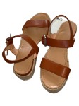 Vorschaubild 1 von Sandaletten Damen Gr. 40 Braun Synthetik Schnalle 5 cm Casual Freizeit