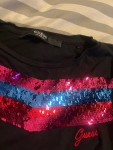 Vorschaubild 4 von Damen T-Shirt Gr. S Schwarz Pailletten Streifen Logo Baumwolle
