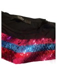 Vorschaubild 2 von Damen T-Shirt Gr. S Schwarz Pailletten Streifen Logo Baumwolle