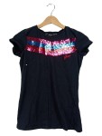 Vorschaubild 1 von Damen T-Shirt Gr. S Schwarz Pailletten Streifen Logo Baumwolle