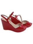 Vorschaubild 1 von Wedges Sandalen Rot Lackleder Gr. 38 Keilabsatz Riemchen