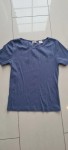 Vorschaubild 3 von Damen T-Shirt Blau Gr. S Rippstrick Basic Logo Kurzarm