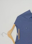 Vorschaubild 4 von Damen T-Shirt Blau Gr. S Rippstrick Basic Logo Kurzarm