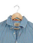 Vorschaubild 4 von Freizeithemd Herren Blau Gr. 50/M Baumwolle Gestreift Casual 57 cm
