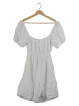 Vorschaubild 1 von Sommerkleid Damen Gr. 38/M Weiß Viskose Baumwolle Leinen Uni Midikleid