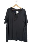 Vorschaubild 1 von T-Shirt Damen Schwarz Gr. 44/XXL Polyester Uni Elegant Kurzarm