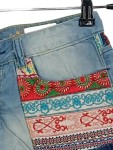 Vorschaubild 4 von Damen Jeans Shorts W26/34 Patchwork Ethno Stickerei Boho Blau
