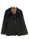 Vorschaubild 2 von Klassischer Mantel Damen Schwarz Gr. 40/L Wolle Uni Langarm Knopf