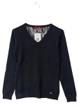 Vorschaubild 1 von Damen Pullover Gr. S Schwarz Spitze V-Ausschnitt Langarm Elegant