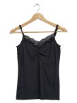 Vorschaubild 1 von Unterhemd Damen Gr. XS Schwarz Polyester Rippstrick Feminin Ärmellos Alltag