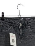 Vorschaubild 2 von Skinny Jeans Mädchen 140 Grau Nieten Strass Baumwolle Alltag L23