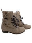 Vorschaubild 1 von Stiefel Damen Gr. 39 Beige Wildleder Schnürung Reißverschluss 2 cm Casual