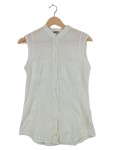 Vorschaubild 1 von Hemdbluse Damen Weiß Gr. 36/S Baumwolle Uni Casual Ärmellos Knopfleiste