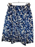 Vorschaubild 1 von A-Linienrock Damen Blau Gr. 38/M Baumwolle Blumenmuster Feminin Raffungen