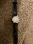 Vorschaubild 2 von Damenuhr Silber Strassbesatz schwarzes Lederarmband Multifunktion