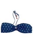 Vorschaubild 1 von Bikini-Oberteil Damen Gr. 40/L Blau Polyamid Punkte Maritim Ärmellos