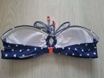 Vorschaubild 2 von Bikini-Oberteil Damen Gr. 40/L Blau Polyamid Punkte Maritim Ärmellos
