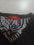 Vorschaubild 3 von Damen Pullover Gr. S Schwarz Spitze V-Ausschnitt Langarm Elegant