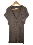 Vorschaubild 1 von Pullover Damen Grau Gr. 36/S Wolle Zopfstrickmuster Casual Kurzarm